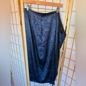 Topshop Shiny Navy “Crushed Silky” Wrap Skirt